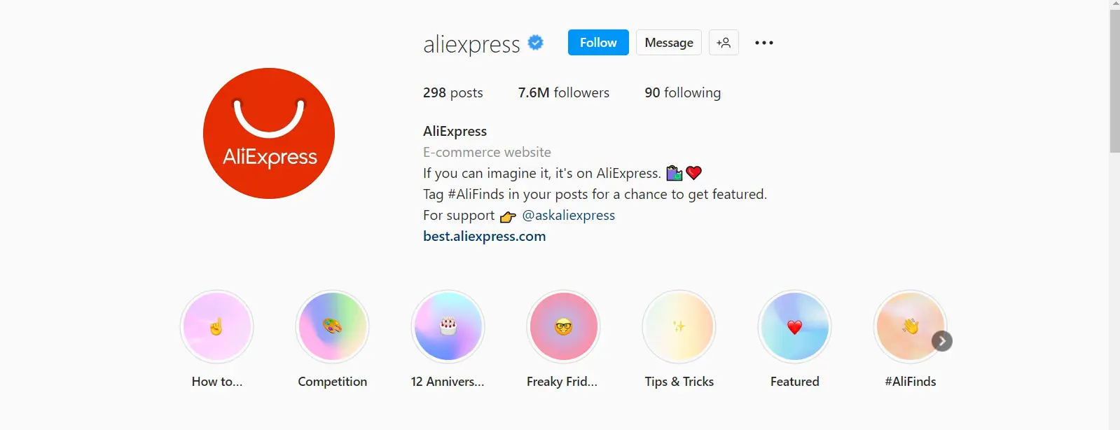 Aliexpress Instagram Page
