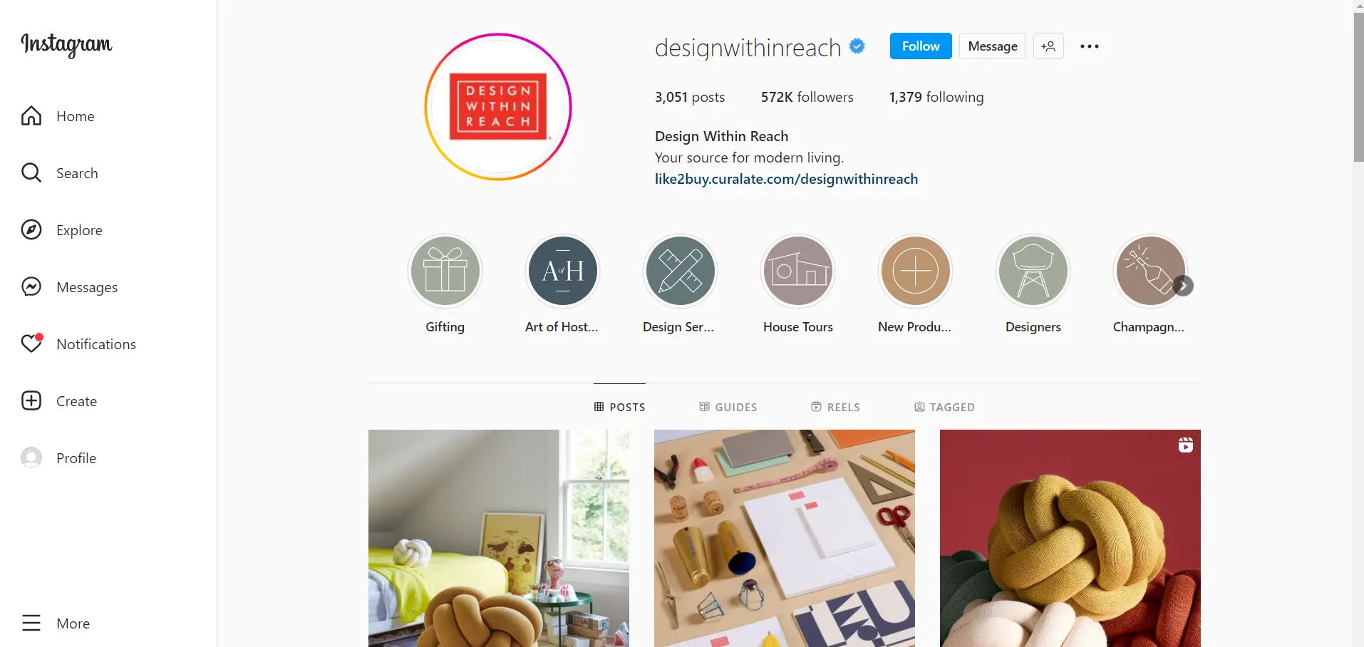 Design Within Reach Instagram Page 