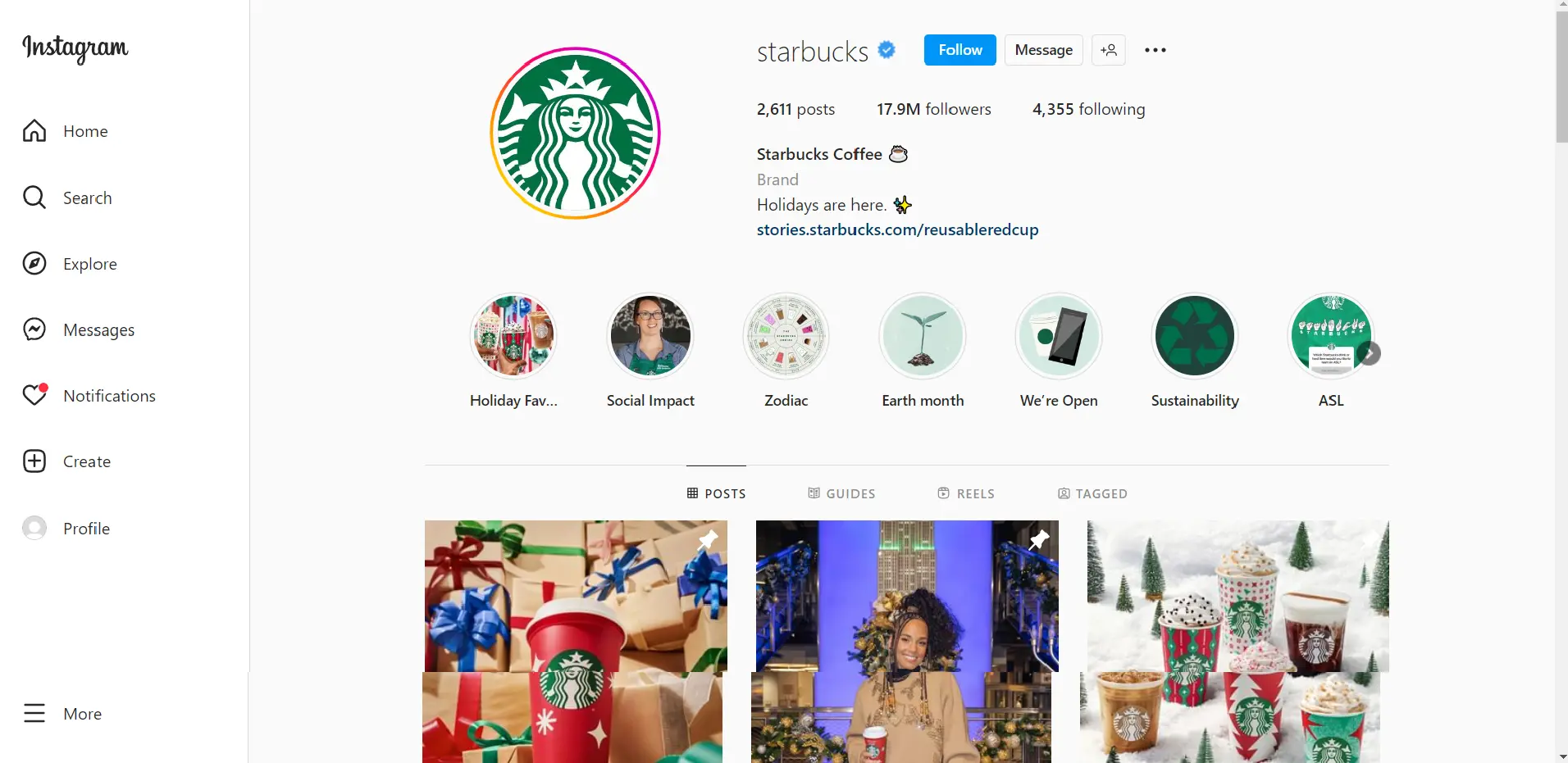 Starbucks Instagram Page